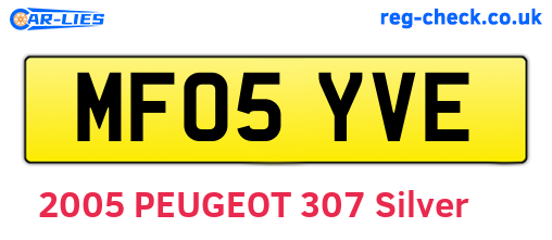 MF05YVE are the vehicle registration plates.