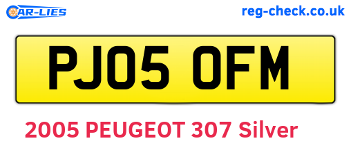 PJ05OFM are the vehicle registration plates.