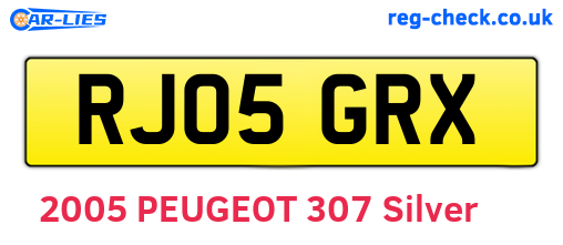 RJ05GRX are the vehicle registration plates.