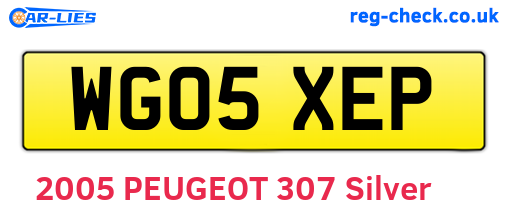 WG05XEP are the vehicle registration plates.