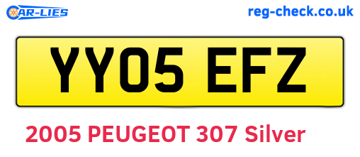 YY05EFZ are the vehicle registration plates.