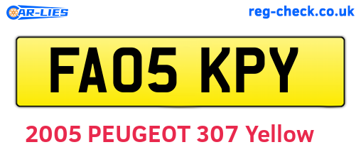 FA05KPY are the vehicle registration plates.