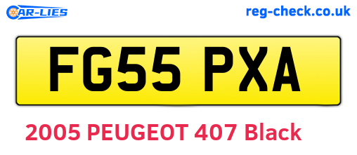 FG55PXA are the vehicle registration plates.