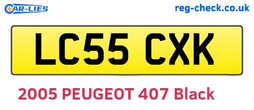 LC55CXK are the vehicle registration plates.