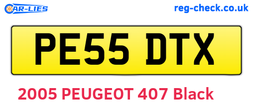 PE55DTX are the vehicle registration plates.