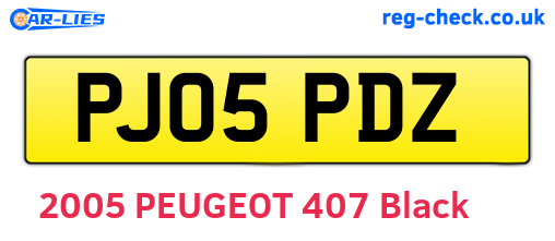 PJ05PDZ are the vehicle registration plates.