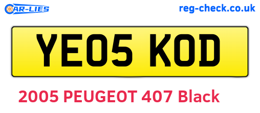 YE05KOD are the vehicle registration plates.