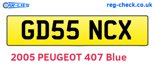 GD55NCX are the vehicle registration plates.