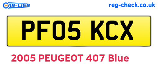 PF05KCX are the vehicle registration plates.