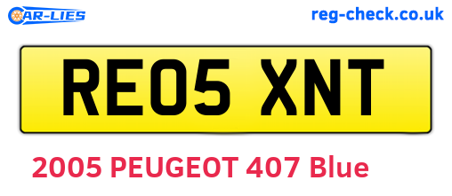 RE05XNT are the vehicle registration plates.