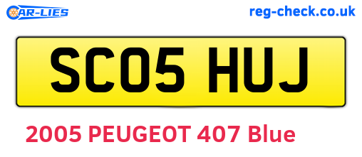 SC05HUJ are the vehicle registration plates.