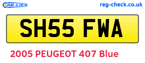 SH55FWA are the vehicle registration plates.