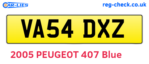 VA54DXZ are the vehicle registration plates.