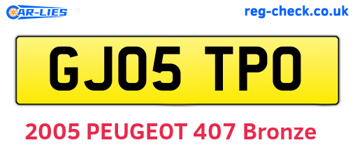 GJ05TPO are the vehicle registration plates.