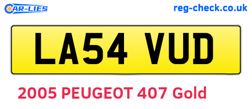 LA54VUD are the vehicle registration plates.