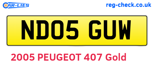 ND05GUW are the vehicle registration plates.