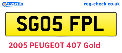 SG05FPL are the vehicle registration plates.