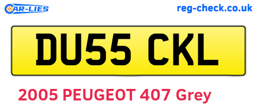 DU55CKL are the vehicle registration plates.