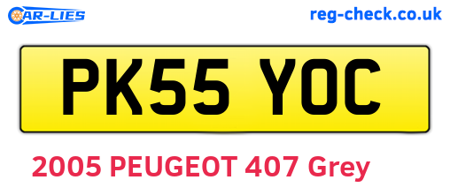 PK55YOC are the vehicle registration plates.
