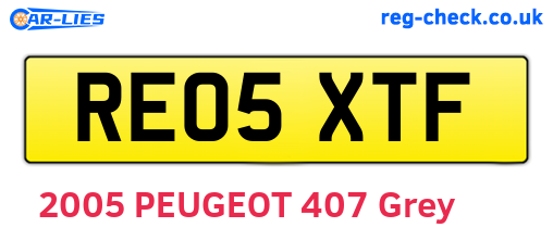 RE05XTF are the vehicle registration plates.