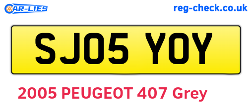 SJ05YOY are the vehicle registration plates.