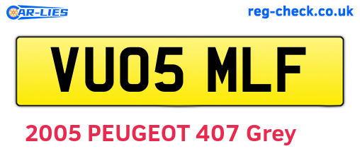VU05MLF are the vehicle registration plates.