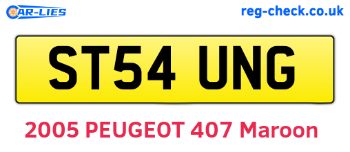 ST54UNG are the vehicle registration plates.