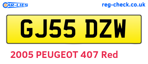 GJ55DZW are the vehicle registration plates.