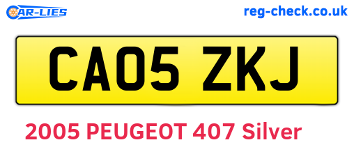 CA05ZKJ are the vehicle registration plates.