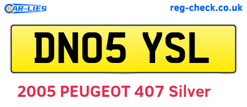 DN05YSL are the vehicle registration plates.