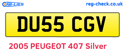 DU55CGV are the vehicle registration plates.