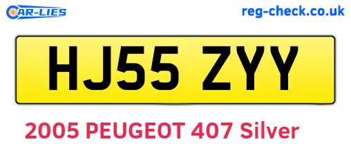 HJ55ZYY are the vehicle registration plates.