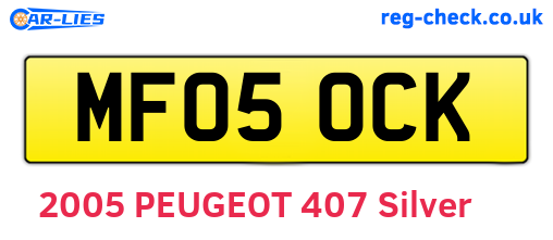 MF05OCK are the vehicle registration plates.