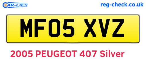 MF05XVZ are the vehicle registration plates.