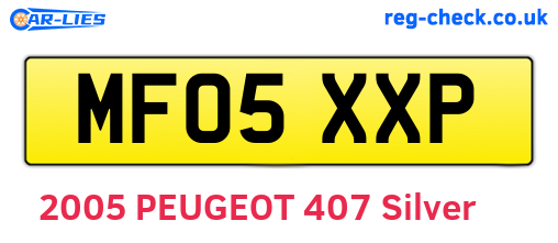 MF05XXP are the vehicle registration plates.