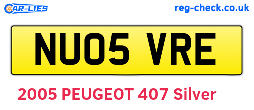 NU05VRE are the vehicle registration plates.