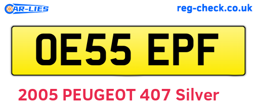 OE55EPF are the vehicle registration plates.