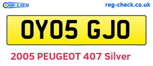 OY05GJO are the vehicle registration plates.