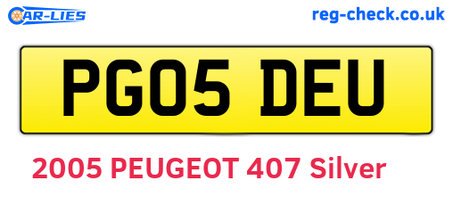 PG05DEU are the vehicle registration plates.