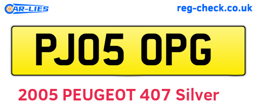 PJ05OPG are the vehicle registration plates.