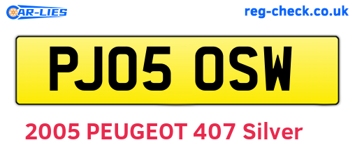 PJ05OSW are the vehicle registration plates.