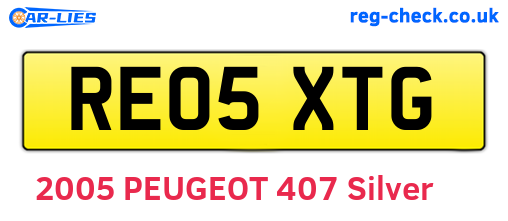 RE05XTG are the vehicle registration plates.