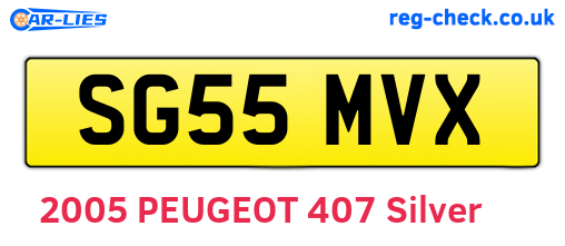 SG55MVX are the vehicle registration plates.