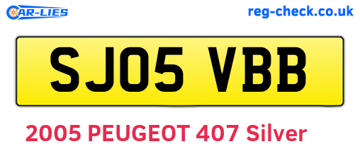 SJ05VBB are the vehicle registration plates.