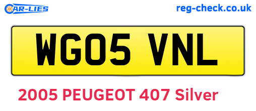 WG05VNL are the vehicle registration plates.