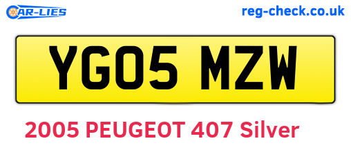 YG05MZW are the vehicle registration plates.