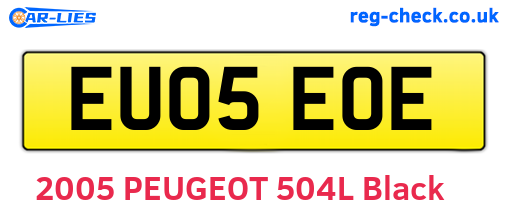 EU05EOE are the vehicle registration plates.