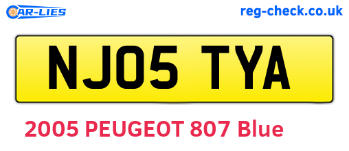 NJ05TYA are the vehicle registration plates.