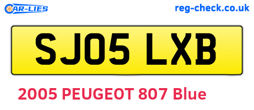 SJ05LXB are the vehicle registration plates.
