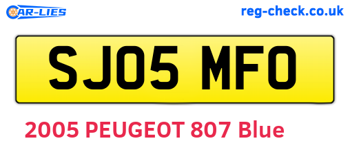 SJ05MFO are the vehicle registration plates.